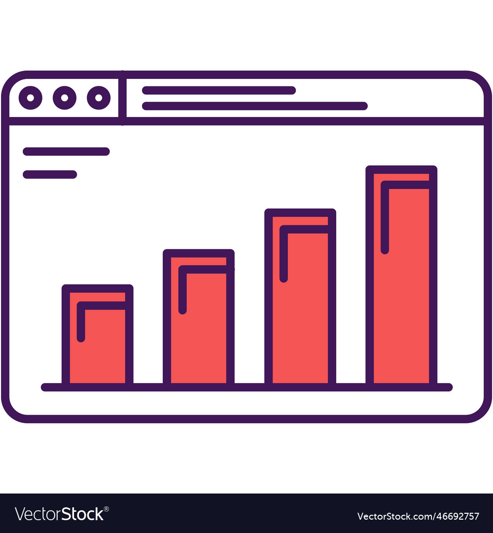 Chart graph bar browser window icon Royalty Free Vector