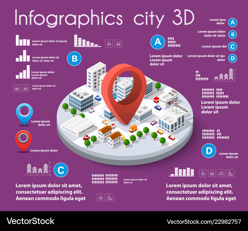 City isometric infographics Royalty Free Vector Image