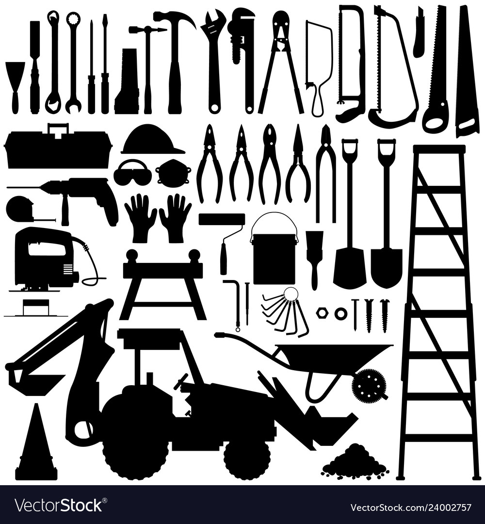 Construction tool silhouette a big set of Vector Image