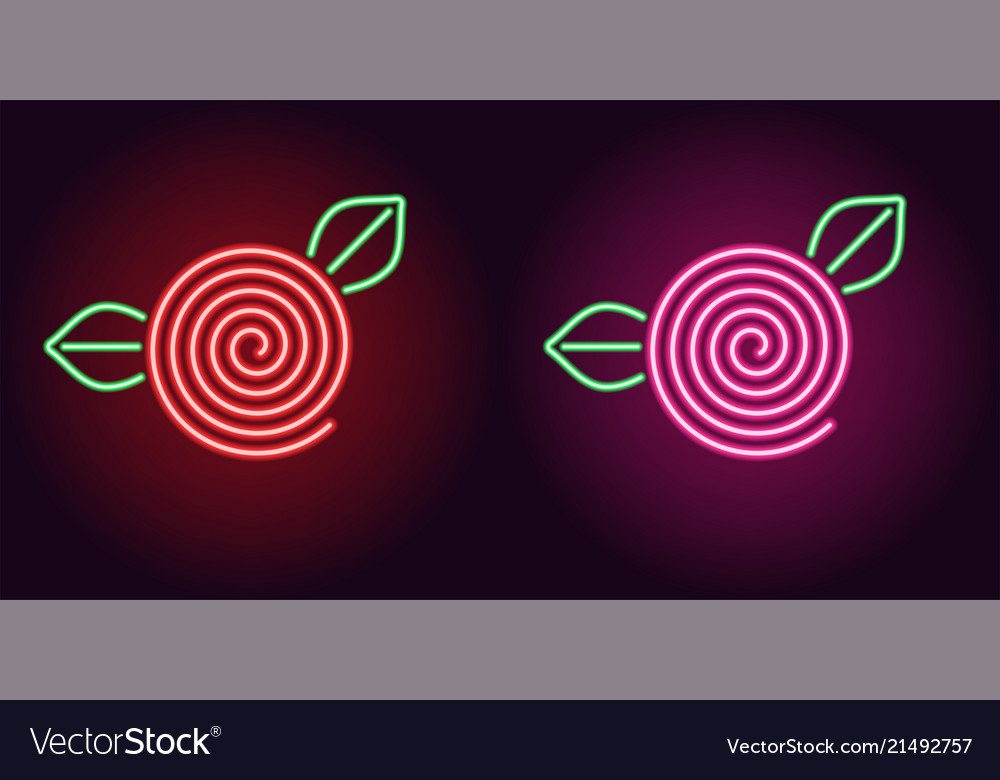 Neon rose flower in red and pink color Royalty Free Vector