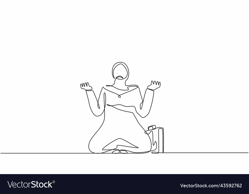 Continuous one line drawing arab businesswoman Vector Image