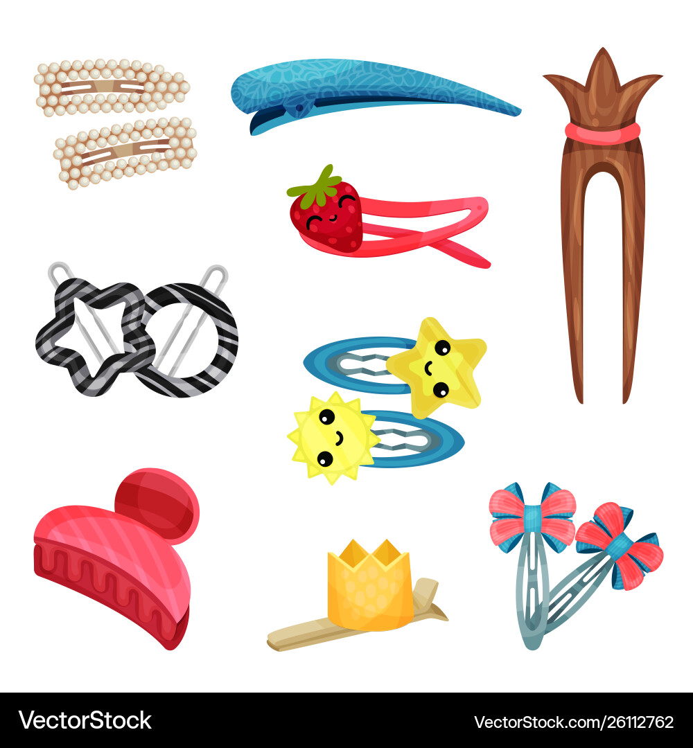 Set hair ornaments on Royalty Free Vector Image