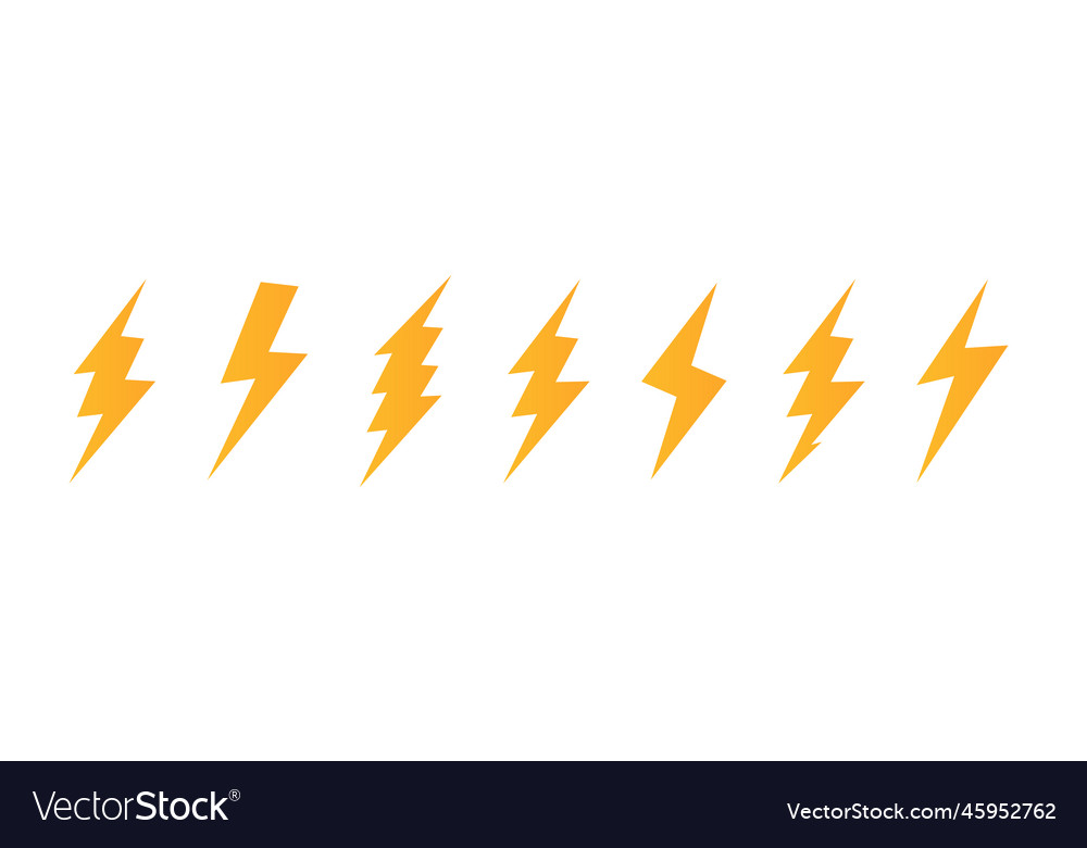 Set lightning bolt thunderbolt lightning strike Vector Image