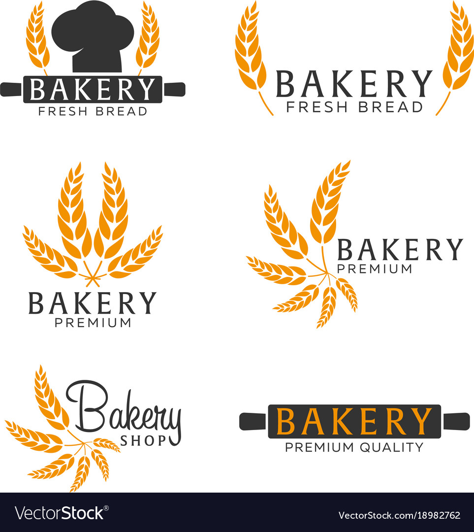 Set of bakery shop emblem labels logo and design