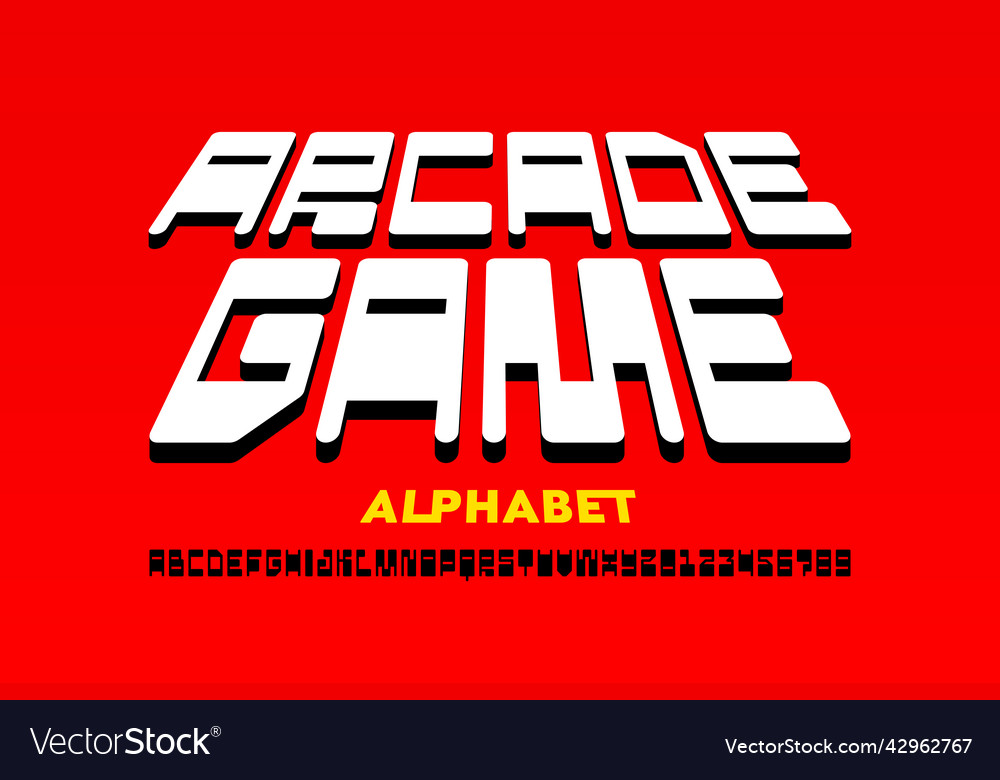 Arcade game retro style font Royalty Free Vector Image