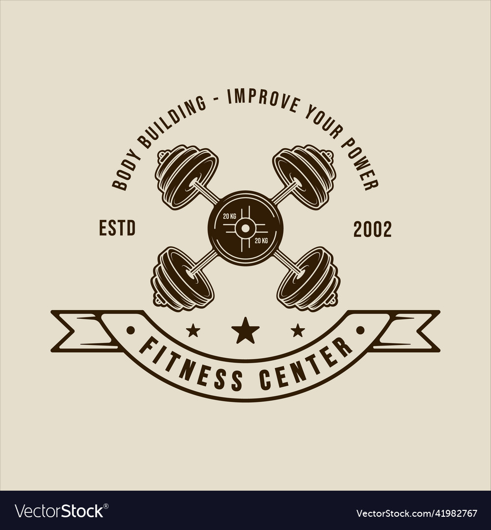 Dumbbell or barbell logo vintage template icon Vector Image