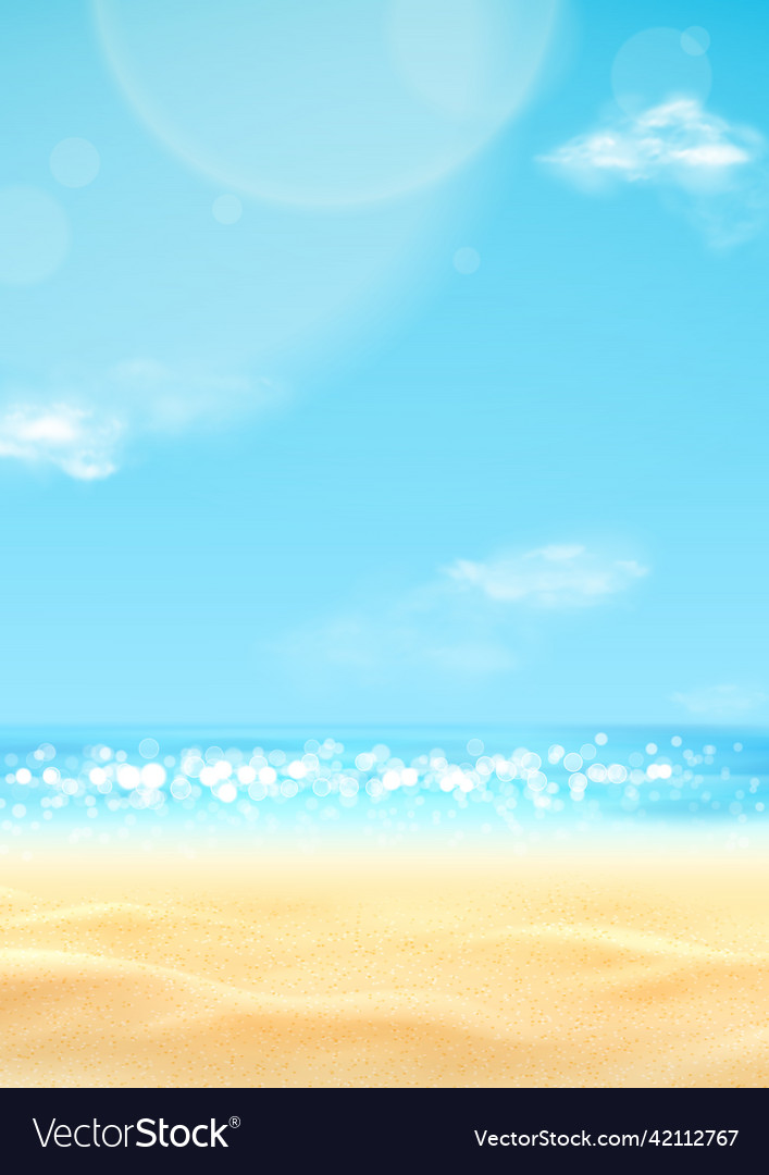 Realistic landscape of summer beach Royalty Free Vector