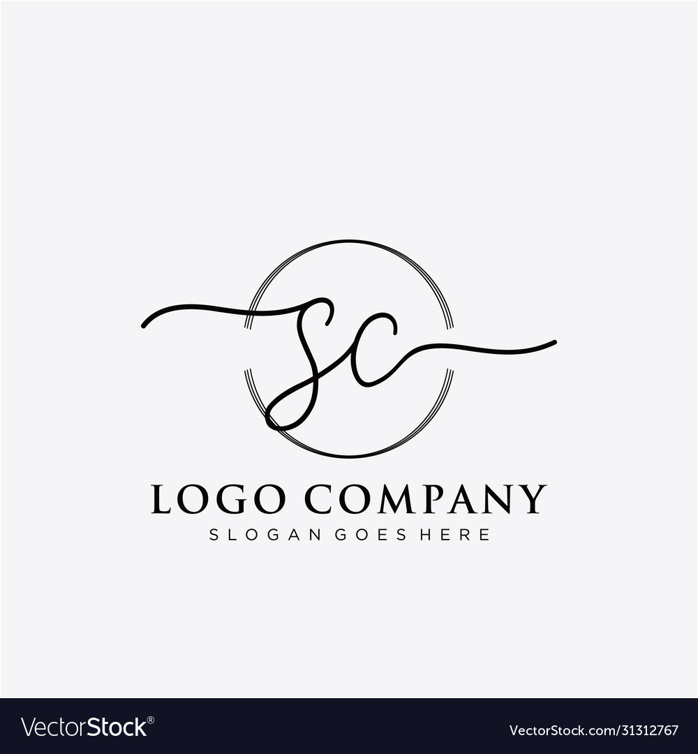 Sc initial handwriting logo design Royalty Free Vector Image