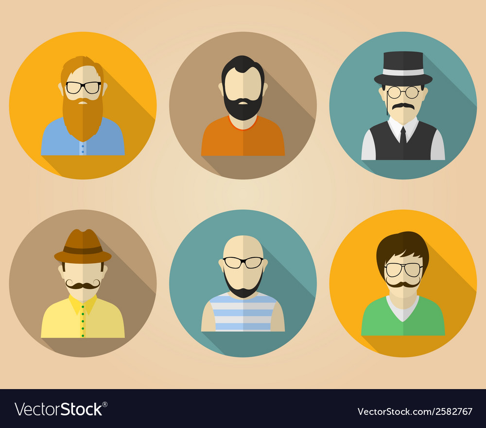 Set of male avatars or pictograms for social