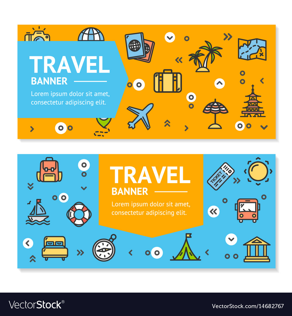 Travel flyer banner placard set Royalty Free Vector Image