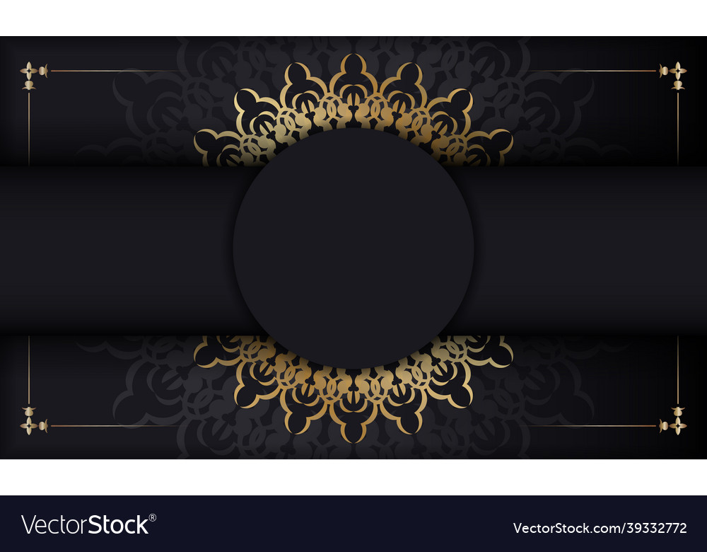 Black background with golden indian pattern Vector Image