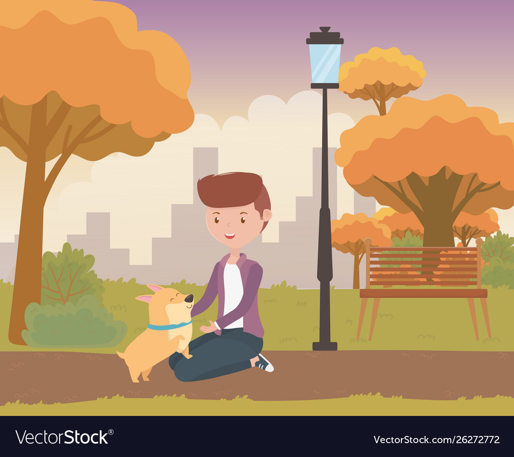 Boy with dog cartoon design Royalty Free Vector Image