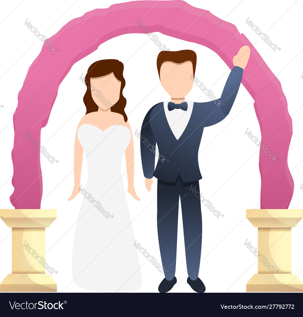 Couple bride on arch icon cartoon style Royalty Free Vector Couple bride on arch icon cartoon style Royalty Free Vector