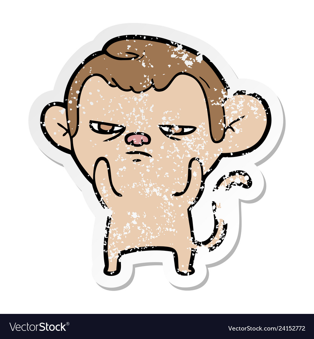 Distressed sticker of a cartoon monkey Royalty Free Vector