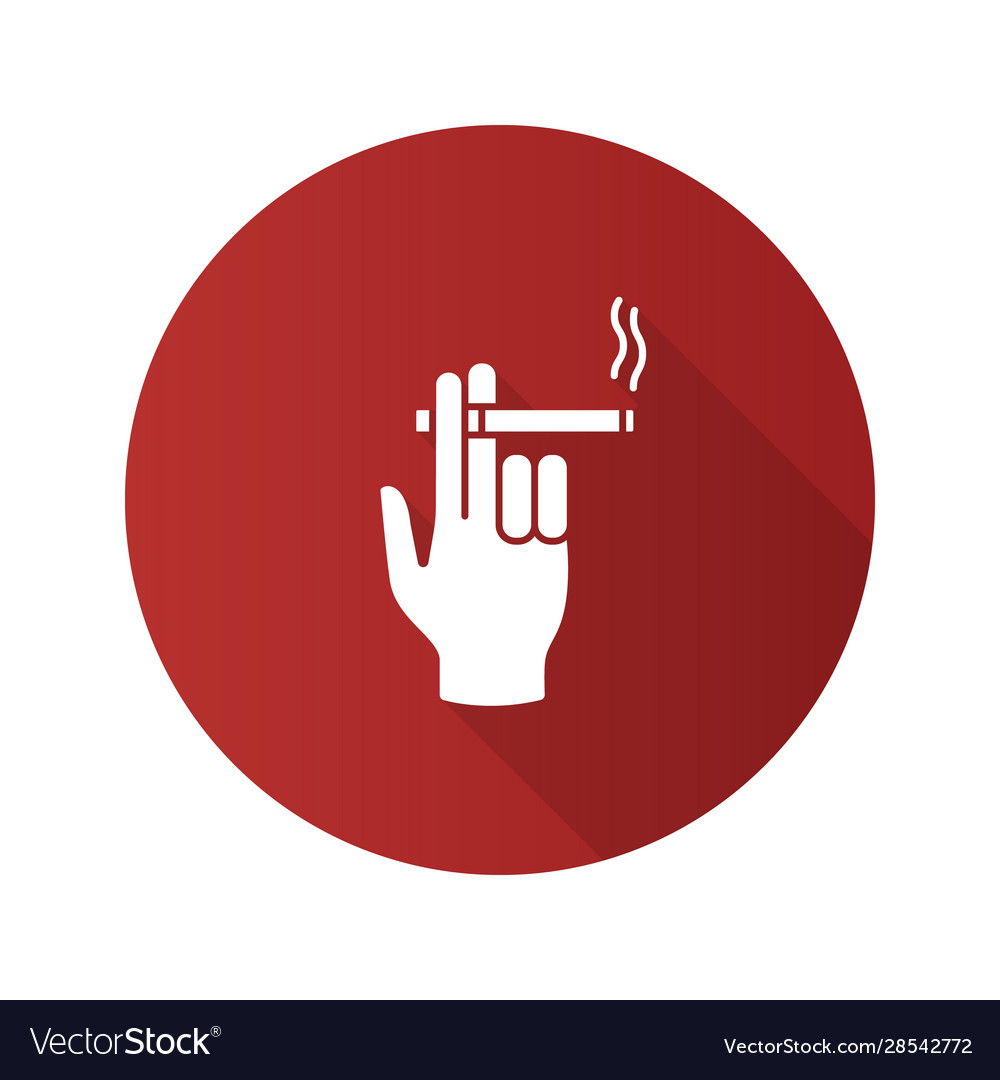 Hand holding cigarette flat design long shadow