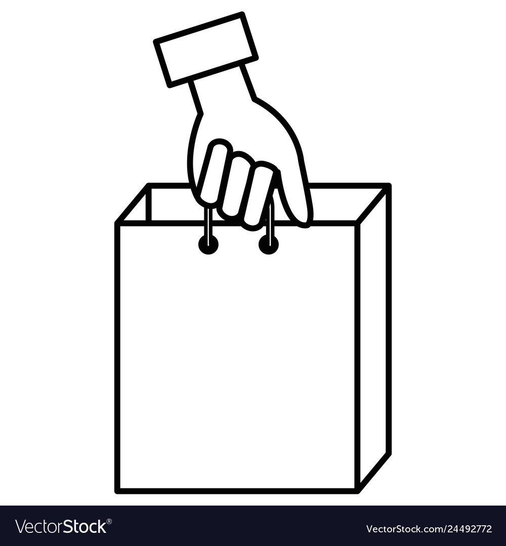 Hand with shopping paper bag Royalty Free Vector Image