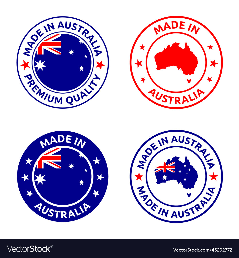 Made in australia stamp set commonwealth Vector Image