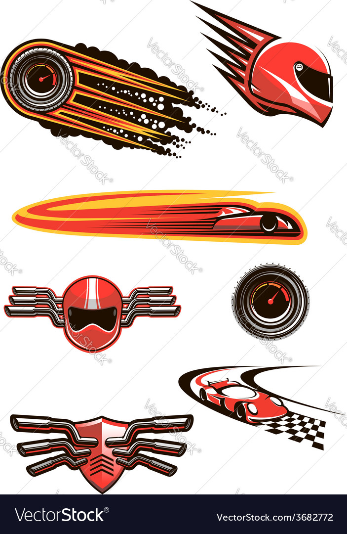 Motorcycle and car racing symbols Royalty Free Vector Image