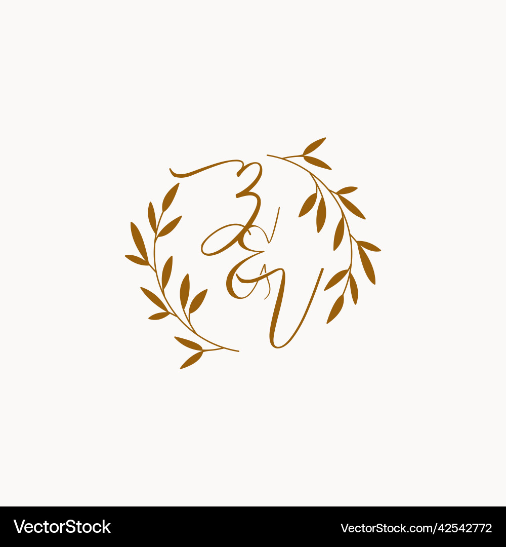 Zv initial wedding monogram logo Royalty Free Vector Image