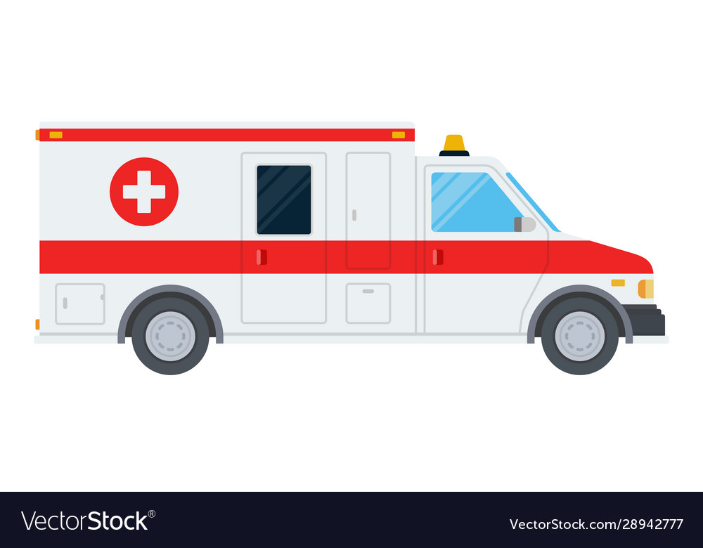 Ambulance car flat material design isolated Vector Image