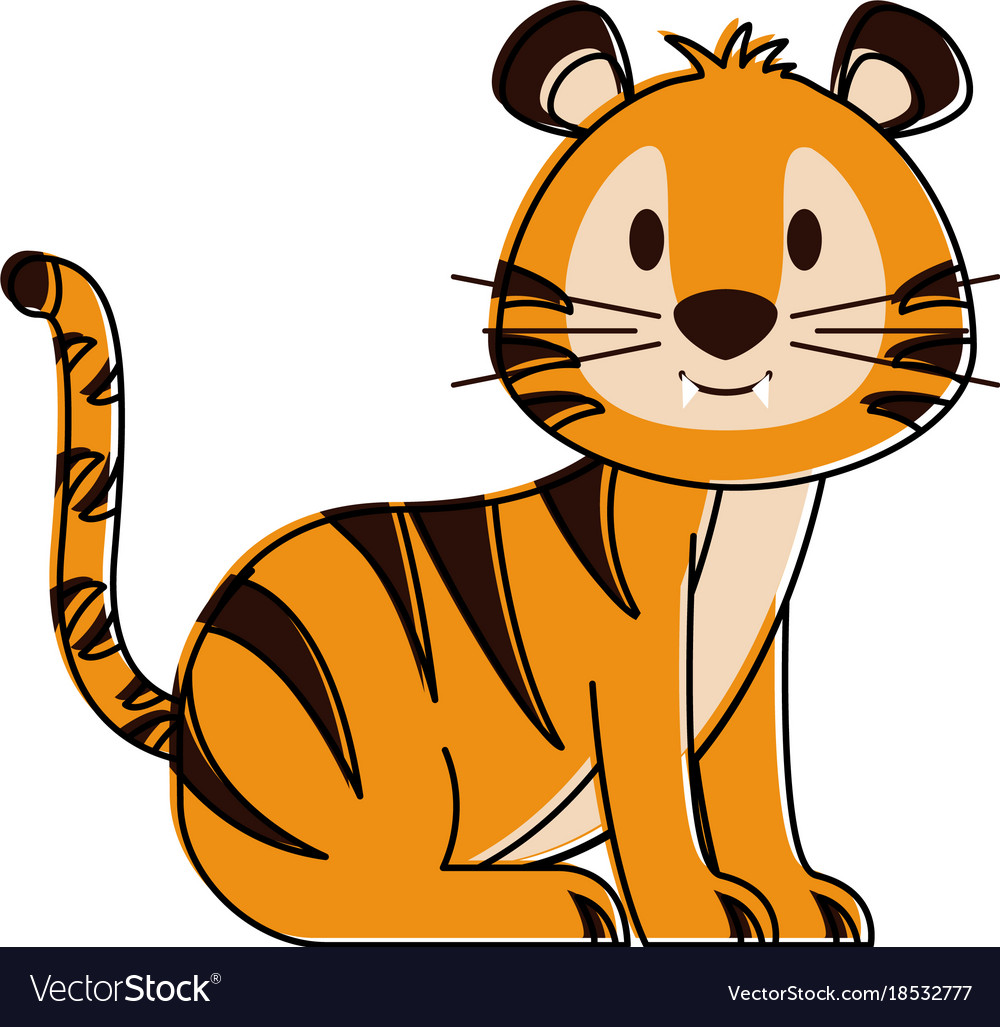 Cute tiger cartoon Royalty Free Vector Image - VectorStock