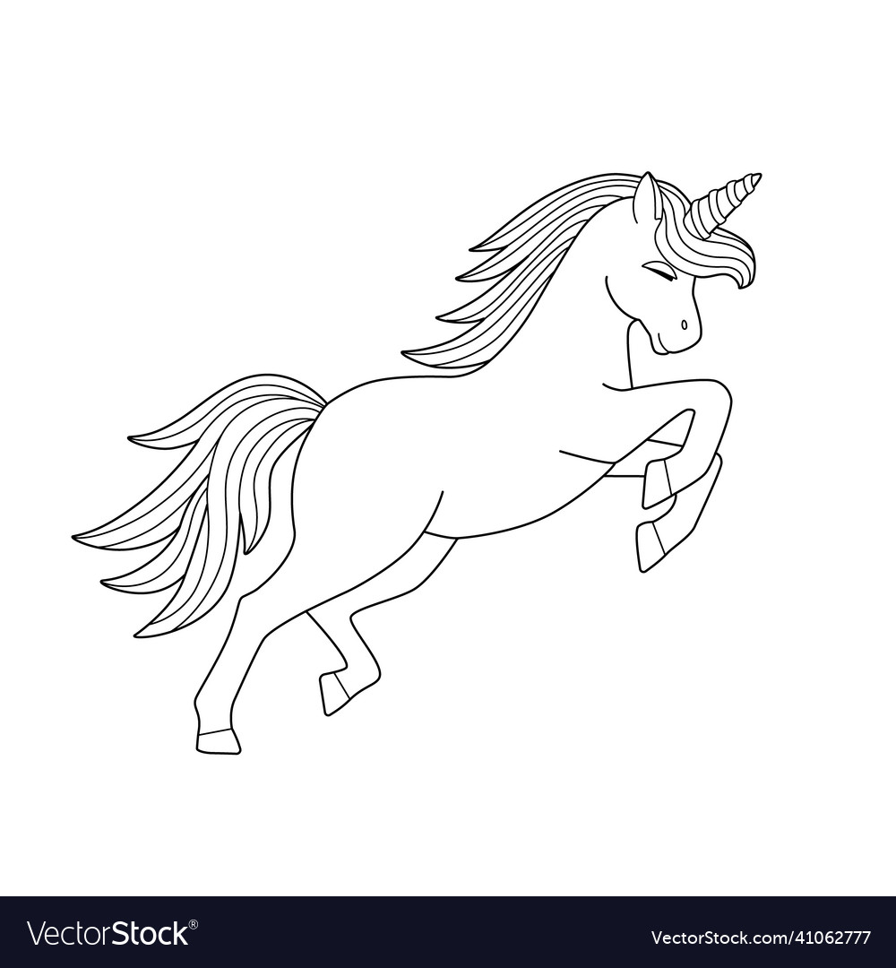 Outline of a beautiful unicorn in a jump Vector Image