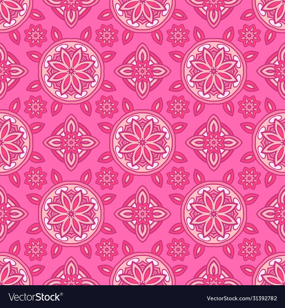 Abstract pink geometric vintage ethnic seamless Vector Image