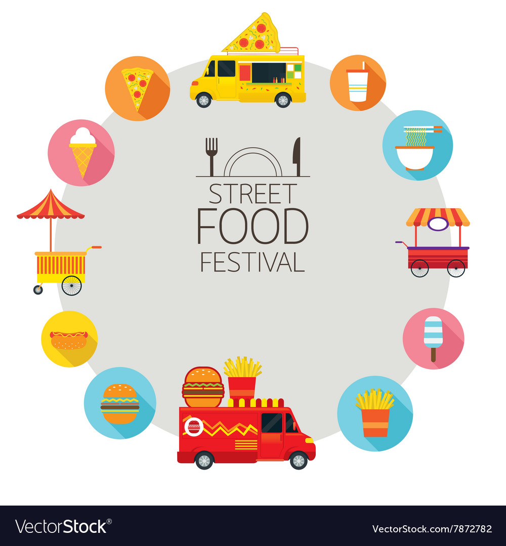 Food Truck Street Food Icons Frame Royalty Free Vector Image