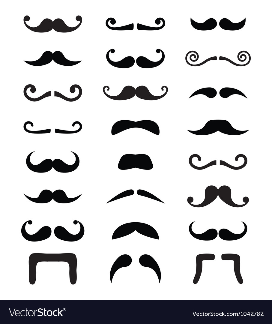 Moustache Icons Isolated Set Royalty Free Vector Image