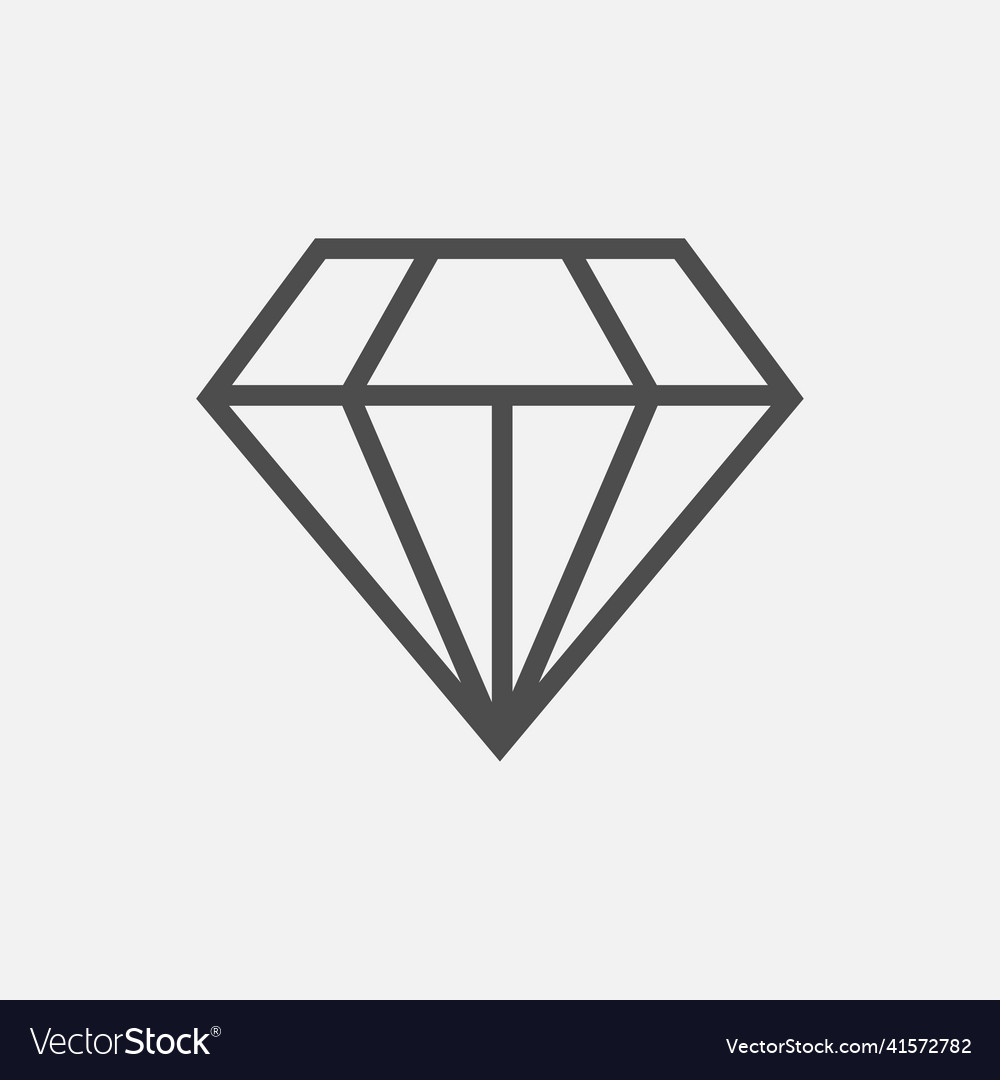 Outline diamond icon isolated flat design vector image Outline diamond icon isolated flat design