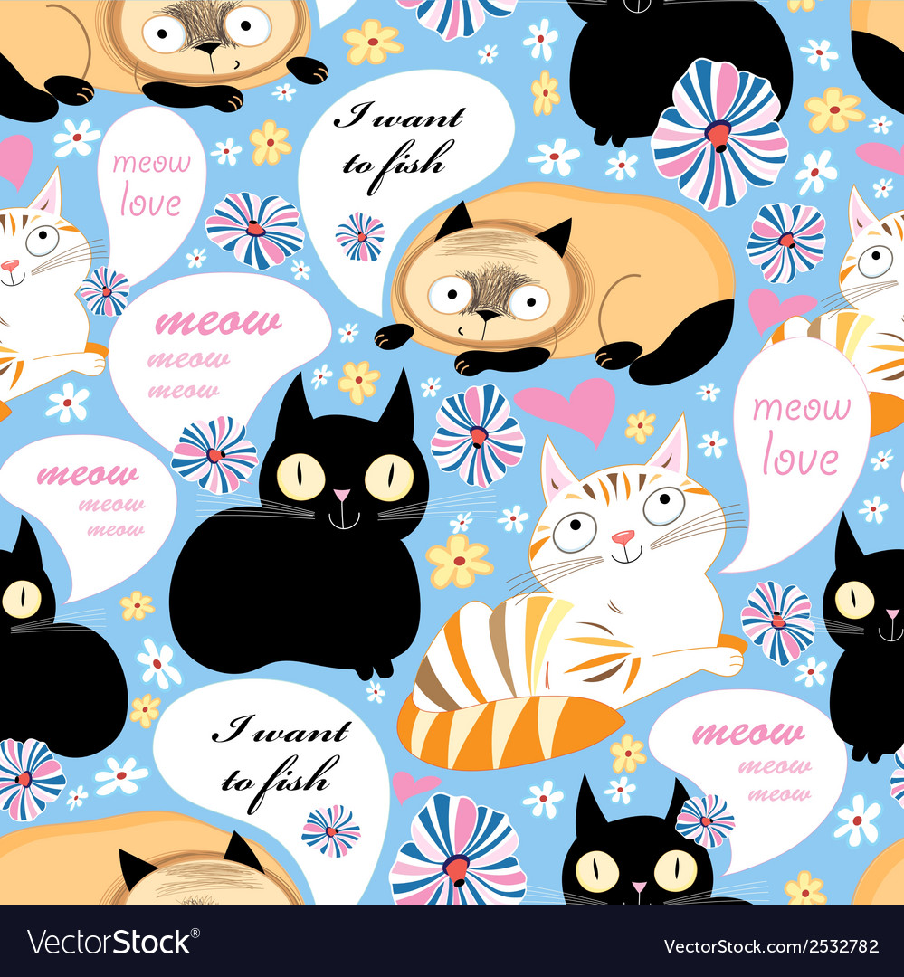 Pattern of funny cats Royalty Free Vector Image