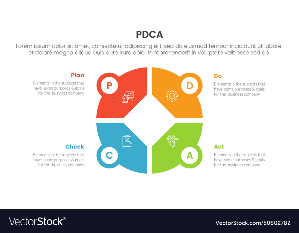 Pdca management business continual improvement Vector Image