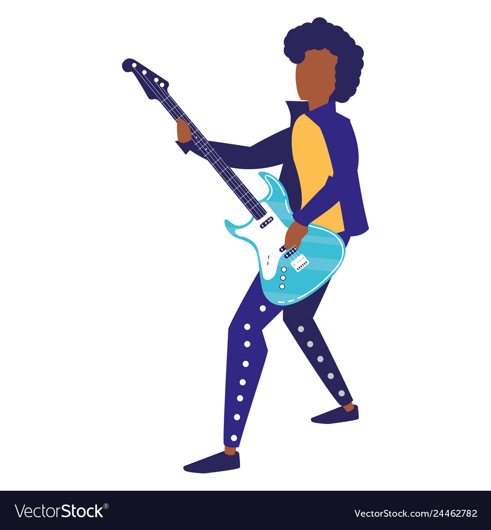 Rocker man playing guitar electric character