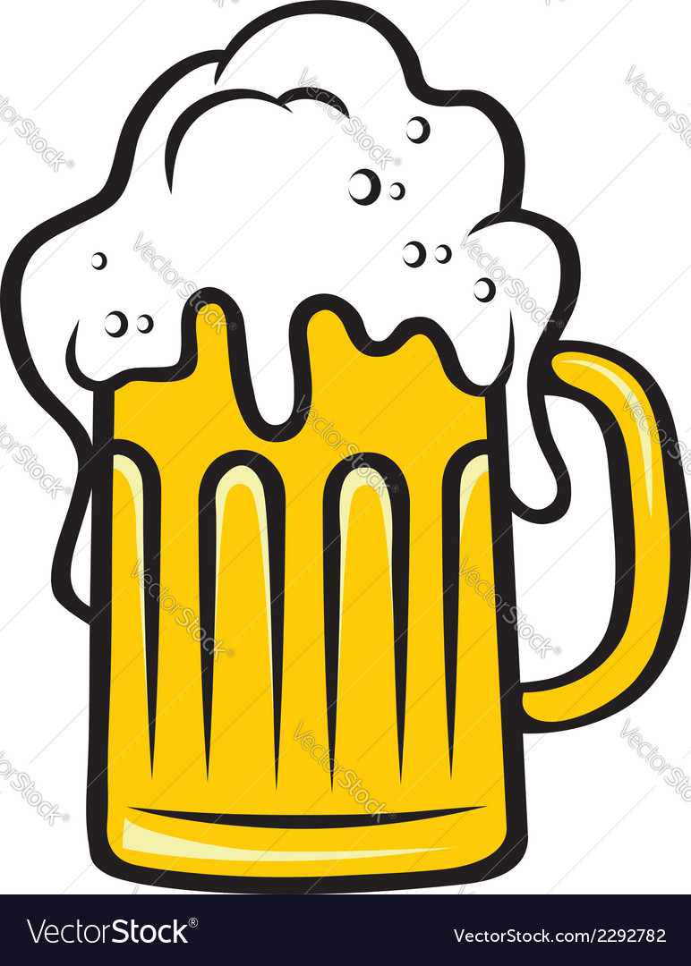 Tankard of beer with a big frothy head Royalty Free Vector