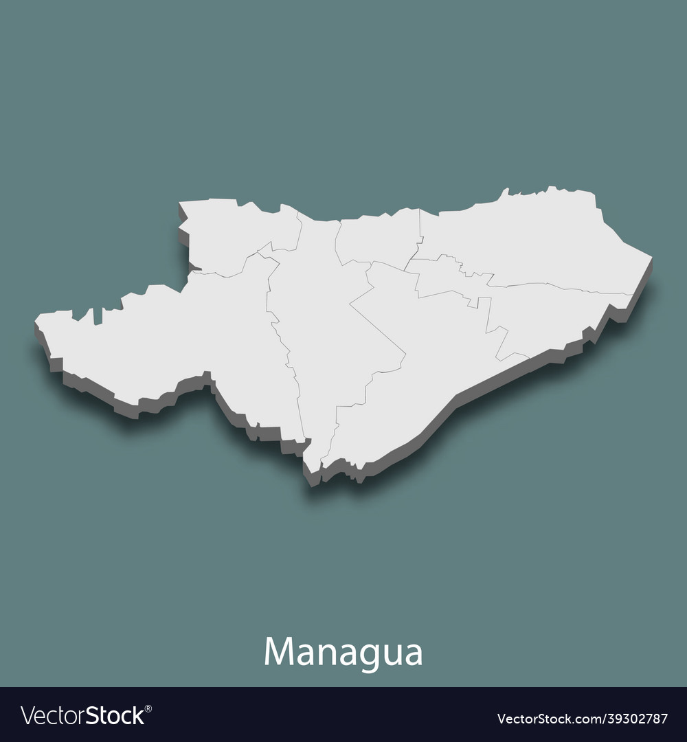 3d isometric map of managua is a city of nicaragua