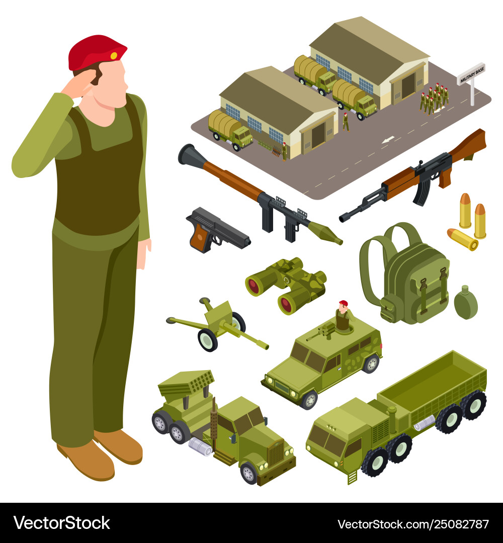 Armor weapon collection and accessorises soldier Vector Image