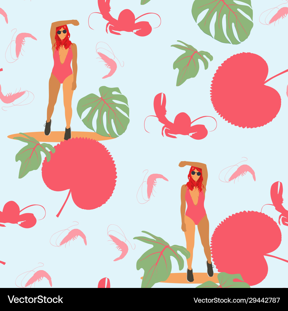Beach summer vacation seamless pattern Royalty Free Vector