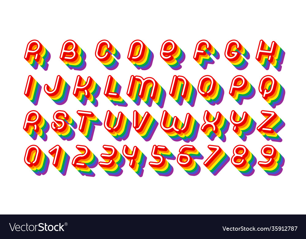 Colorful alphabet letters and numbers Royalty Free Vector