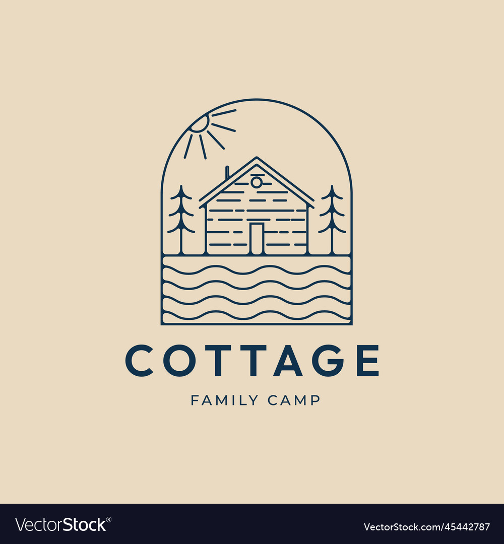 Cottage line art logo minimalist