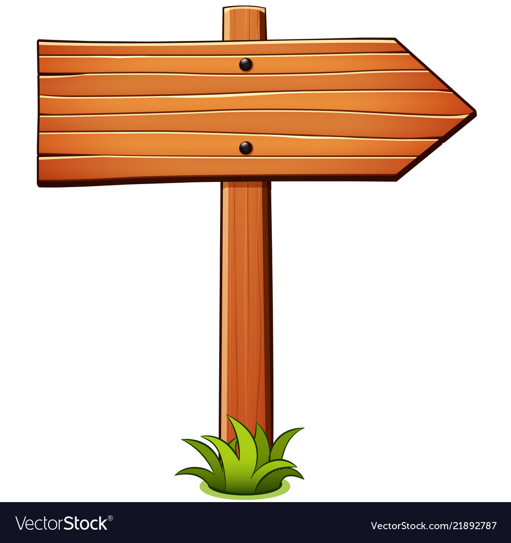 Direction wood sign cartoon Royalty Free Vector Image