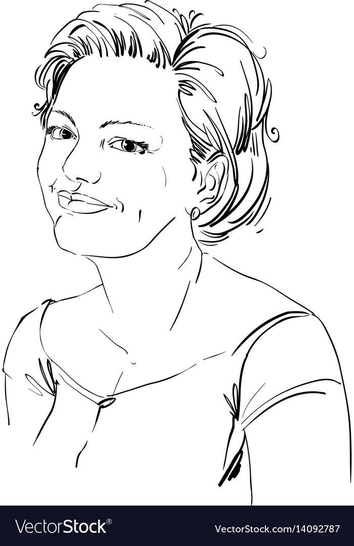 Drawing of smiling pleased woman with stylish Vector Image