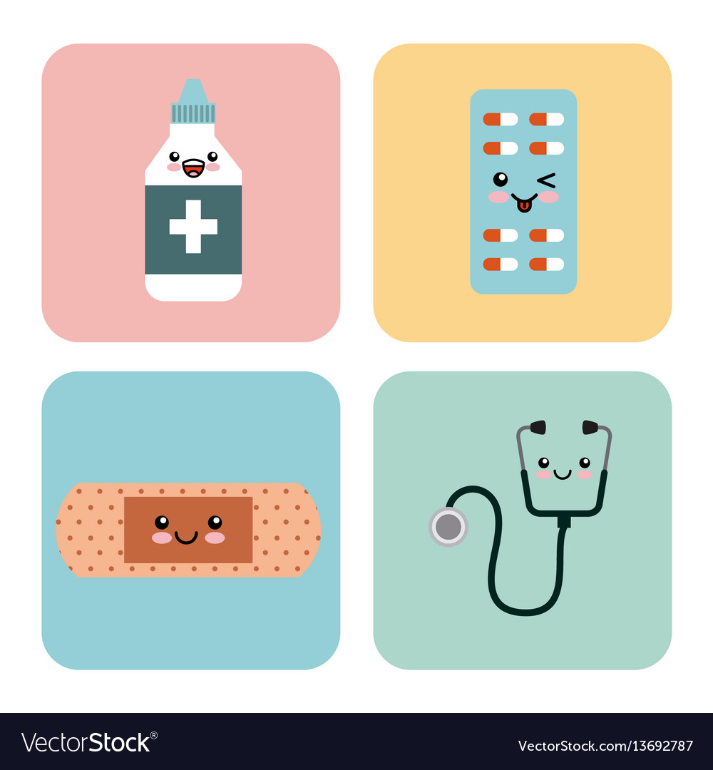 Kawaii medicine icons