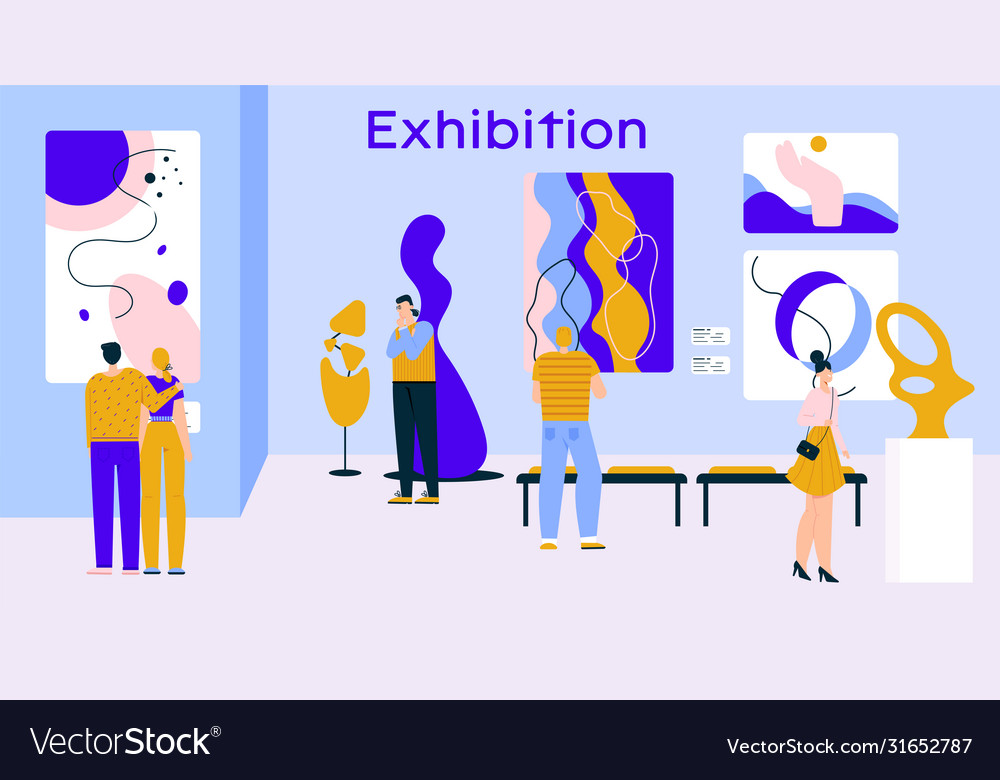 People visitors at exhibition contemporary art Vector Image