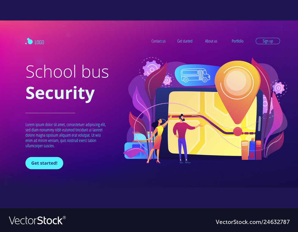School bus tracking system concept landing page Vector Image