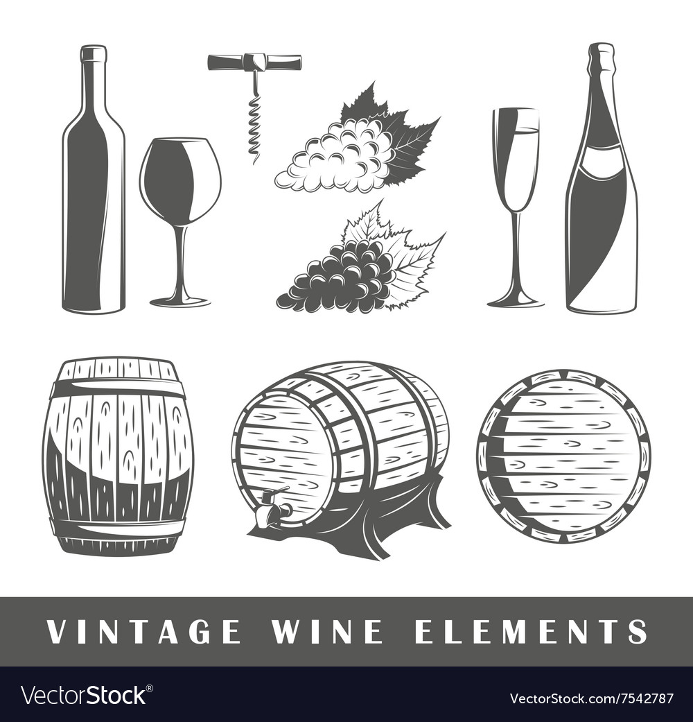 Set of elements the wine Royalty Free Vector Image