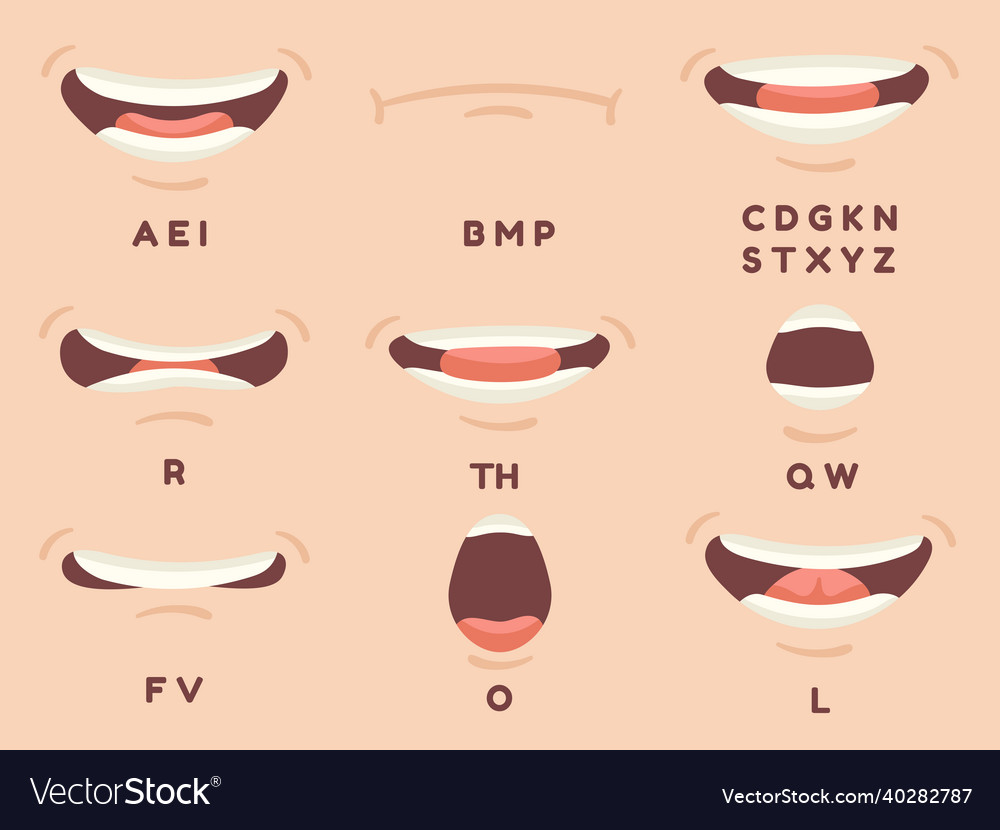 Premium Vector  Set of mouth animation isolated on white