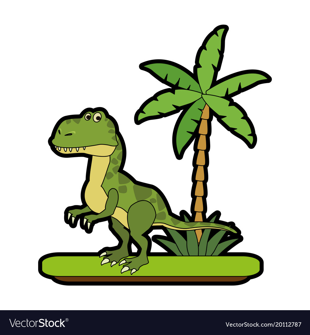 Trex dinosaur on forest cartoon Royalty Free Vector Image