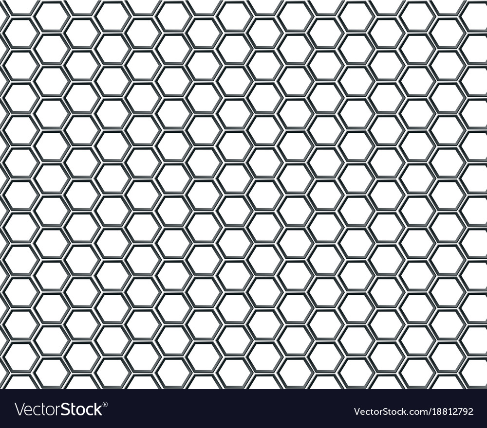 Abstract monochrome hexagon mesh pattern seamless background vector  illustration. Stock Vector