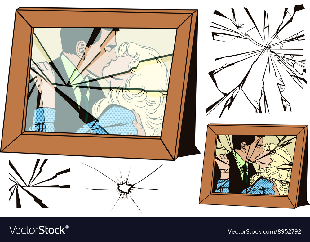 Broken frame and effects of glass Royalty Free Vector Image