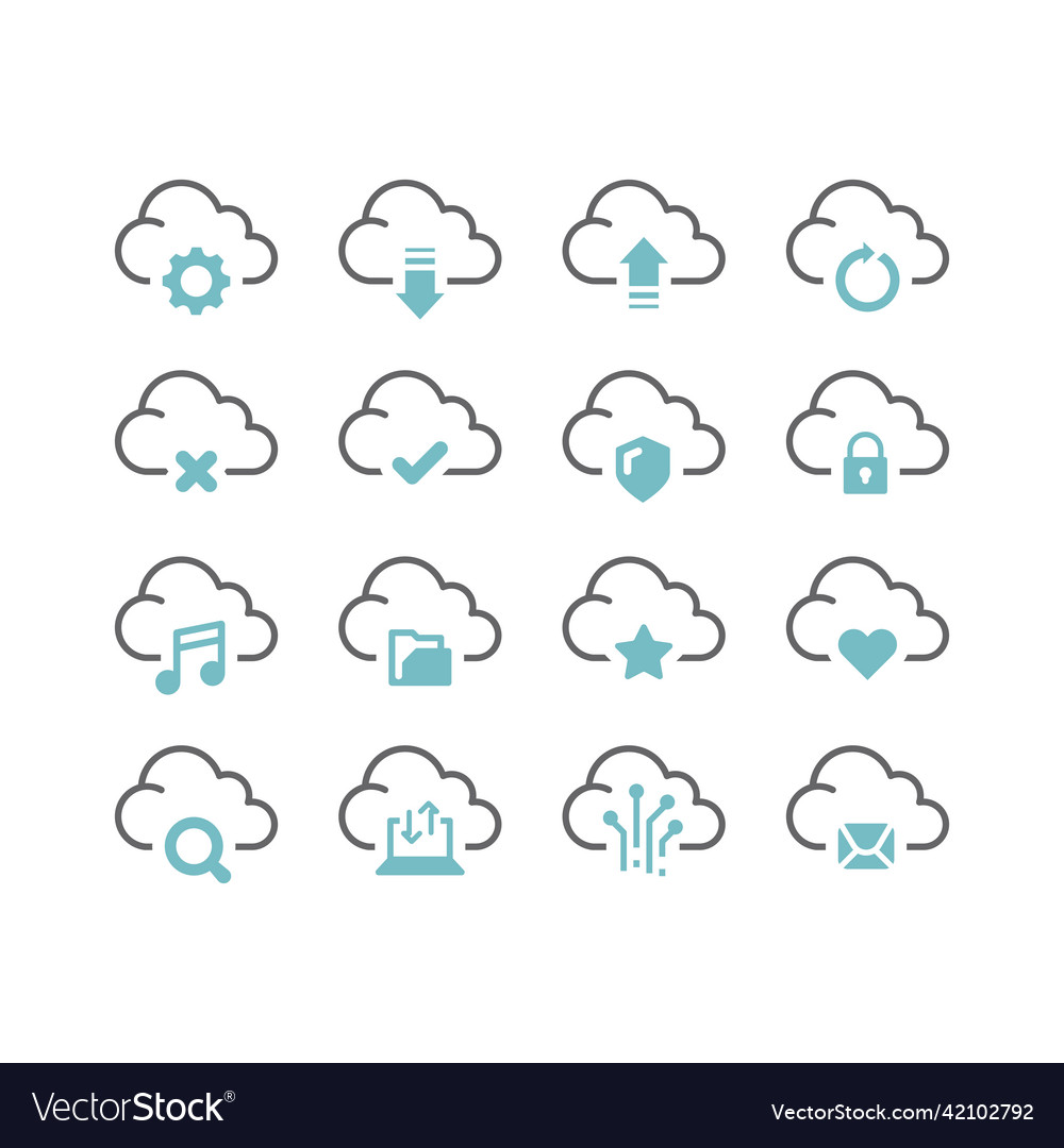 Cloud data storage icon set Royalty Free Vector Image